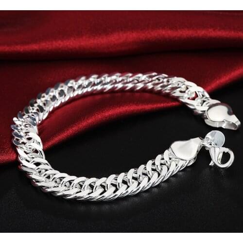 New charms classic 10MM chain 925 sterling silver Bracelets for women man fine Wedding party Christmas Gifts fashion Jewelry