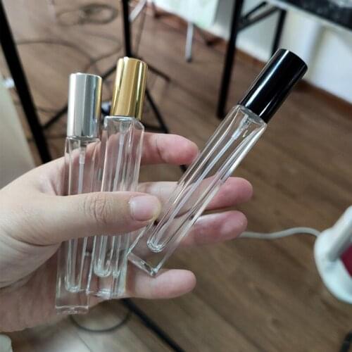 100pcs 10Ml Square Round Portable Transparent Glass Perfume Spray Bottle Can FIll Empty Travel Cosmetic Container