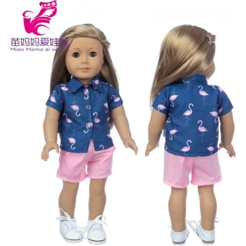 18 Inch American Og Girls Doll Clothes Summer Blouse Pants 17Inch Baby Dolls Clothes Baby Girl Birthday Gifts