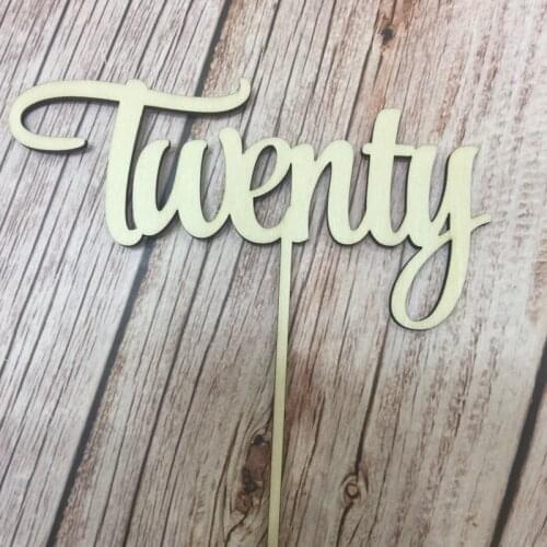 20pcs hot sale twenty wood number happy birthday cake topper decor topper cake