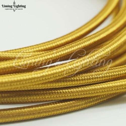 8M 2*0.75 Golden Edison Textile Cable Fabric Wire Chandelier Pendant Lamp Wires Braided Cloth Electrical Cable Vintage Lamp Cord
