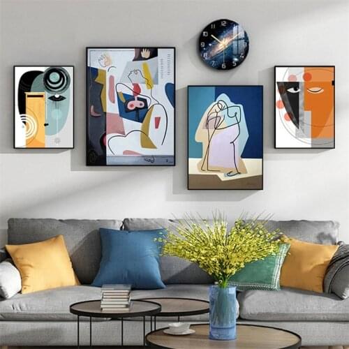 Abstract Canvas Painting for Living Room Bedroom Face Black Lines Wall Art Canvas Poster Home Decor Classic Unique Pictures