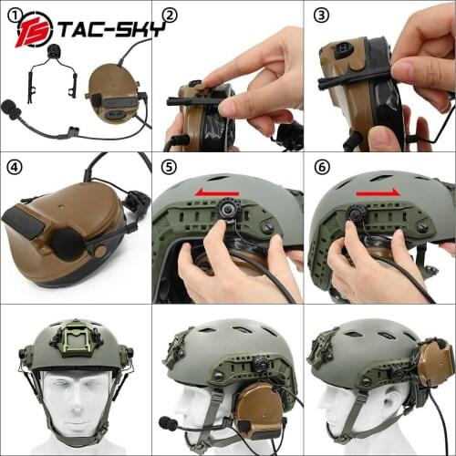 TAC-SKY Tactical Helmet ARC Track Adapter COMTAC Bracket Tactical Headphone Bracket Suitable for comtac i ii iii iv headset