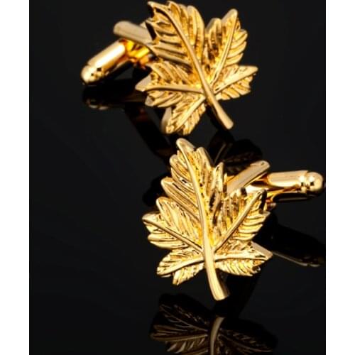 Free shipping, new gold leaf Cufflinks fashion mens shirt Cufflinks senior designer exclusive jewelry button gift