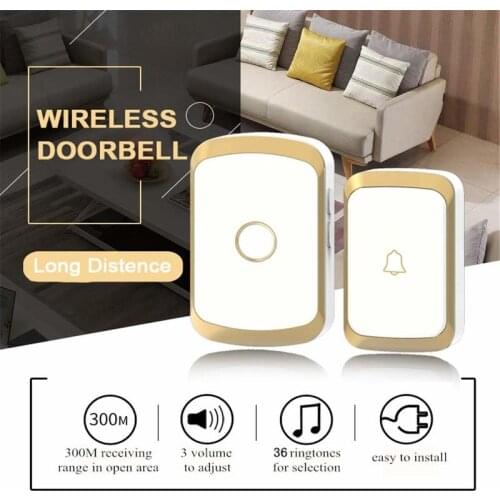 Wireless Doorbell Waterproof Remote EU UK US Plug Smart Door Bell Chime Battery Button Receiver AC Wifi Doorbell Smart Doorbell
