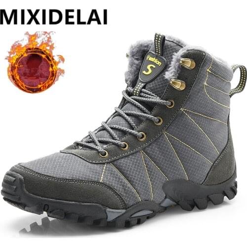 Brand Winter Men Snow Boots Plush Warm Work Boots Waterproof Mens Fashion Winter Ankle Boots Outdoor Sneaker Motorcycle Boots