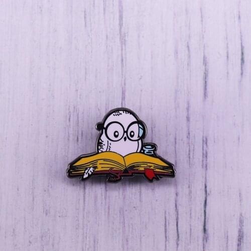 Reading is magical funny cute nerdy pins cartoon Hedwig owl fans novelty gift idea