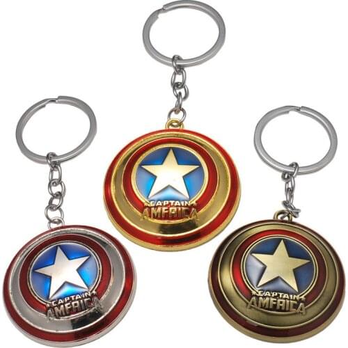 Disney The Avengers Captain America Key Chain Alloy Captain America Shield Trinket Keyring Bag Car Pendant