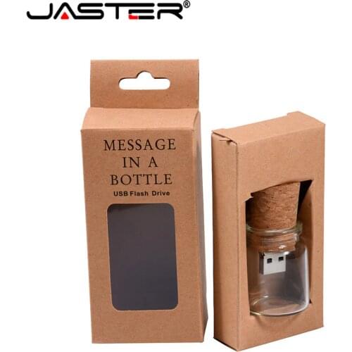 JASTER New personality Drift bottle+paper box Pendrive 4GB wishing bottle USB flash drive 16GB 32GB 64GB 1PCS free custom logo