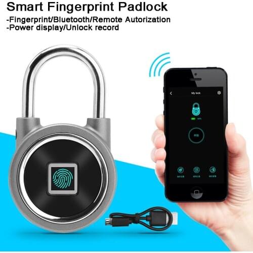 IP65 Waterproof Fingerprint Padlock Smart Cabinet Lock Drawer Lock Anti-theft Backpack Lock Rechargeable