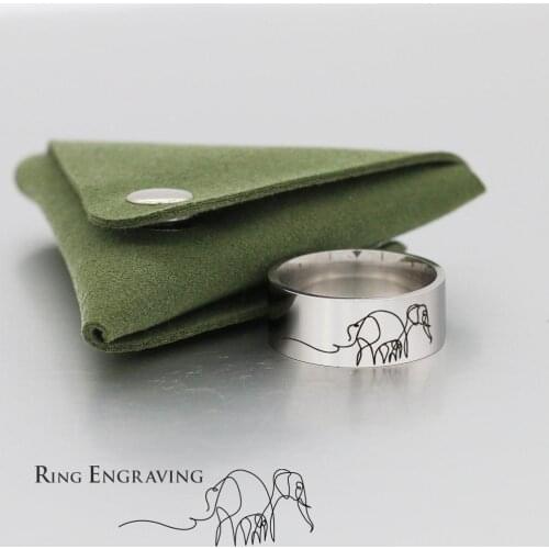 Custom Elephant Rings Personalized Stainless Steel Ring Gift For Friend Engraved Lover Jewelry
