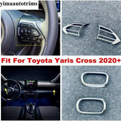 Steering Wheel Button / Dashboard Side Air Outlet Decoration Cover Trim For Toyota Yaris Cross 2020 2021 Interior Accessories