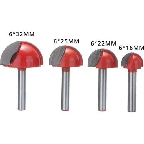 1set 6mm Shank Core Box Router Bit 1/4 Radius Ball Milling Cutter Router Bits For CNC Woodworking Cutting Tool