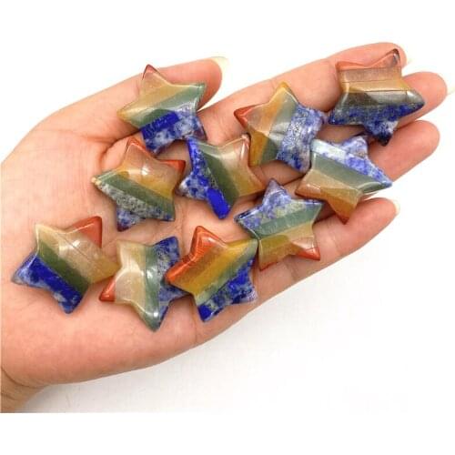 Beautiful 1PC Natural 7 Chakra Quartz Crystals Star Shaped Polished Stone Healing DIY Gemstone Decoration Natural Quartz Crystal