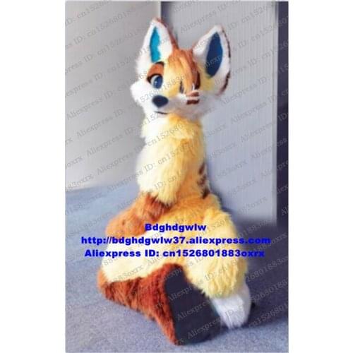 Colorful Long Fur Furry Husky Dog Fox Fursuit Mascot Costume Adult Cartoon Character Outfit Boutique Present Scenic Spot zx3002