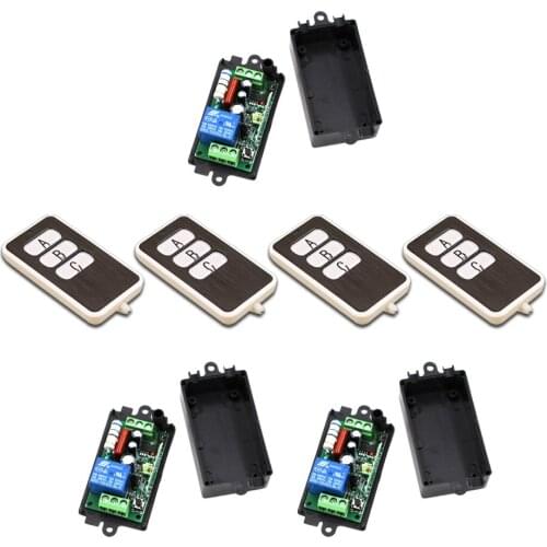 Square 110V 220V 1CH RF Wireless Remote Control Switch System 4Transmitter and 3Receiver 315/433MHZ