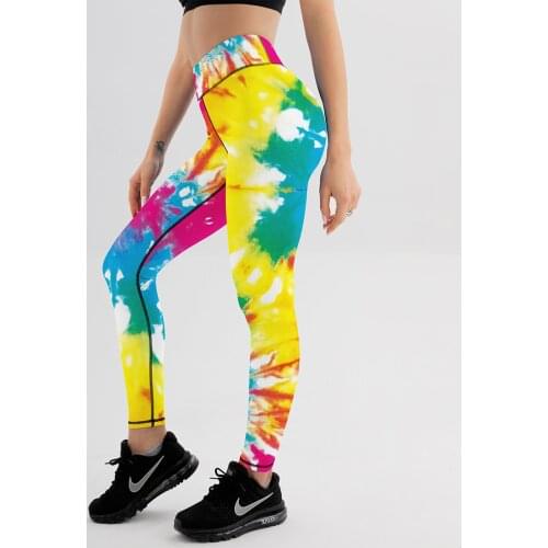 Push Up Leggings For Fitness High Waist Workout Tie-dye Colorful Printed Tights Sport Woman Booty Scrunch Tights Yoga Pants