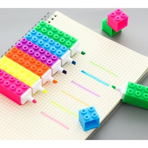 Building Block Highlighter Creative Stationery Shape Marker Pen Large Capacity Color Marker Pen Gift office School Supplies