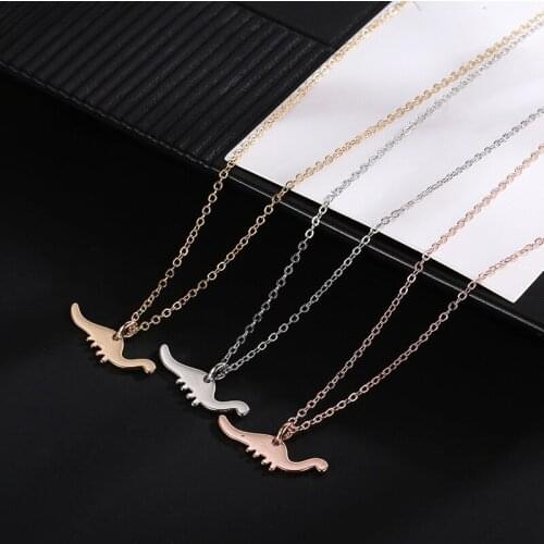 Fashion Simple Long Necked Dragon Pendant Necklace Creative Punk Party Accessories For Men Women 3-Color Metal Clavicle Chain