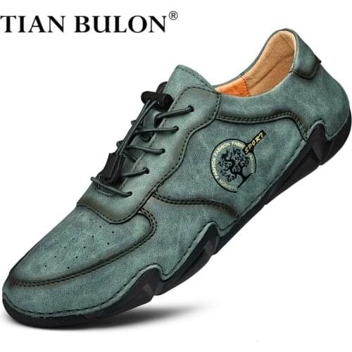 Handmade Men Shoes Casual Fashion Leather Men Sneakers Breathable Mens Loafers Moccasins Lightweight Driving Shoes Plus Size 46