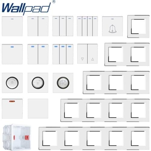 Wallpad White Acrylic Panel With Silver Border Wall Light Switch Function Key Only DIY Free Combination 52*52mm
