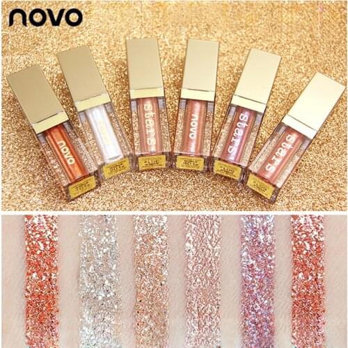 NOVO Diamond Liquid Eyeshadow Glitter Eye Shadow Gel Waterproof Shimmer Long-lasting Eye Makeup Metallic Nude Natural Cosmetics