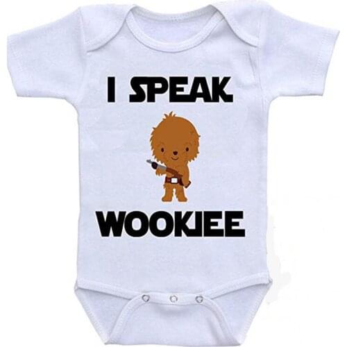 New Design Letter I SPEAK WOOKIEE Baby Costumes Customized Baby Boy Girl Romper Newborn Playsuit Infant Jumpsuits Kid Clothes