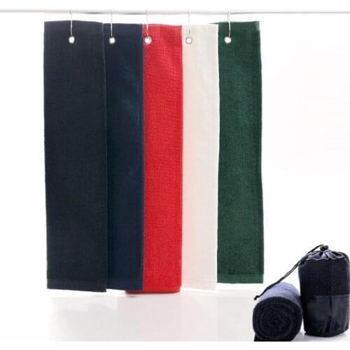 Solid Cotton Golf Towel with Hook Quick Dry Drivers Outdoor Travel Camping Hiking Swimming Sports Towels Golf Cleaning Washcloth
