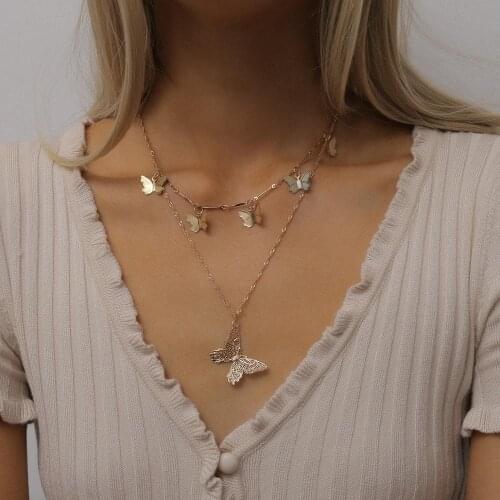 Multi Metal Hollow Butterfly Chokers Necklaces for Women Chunky Necklace Punk Jewelry Female Pendant Necklaces Wholesale 2020