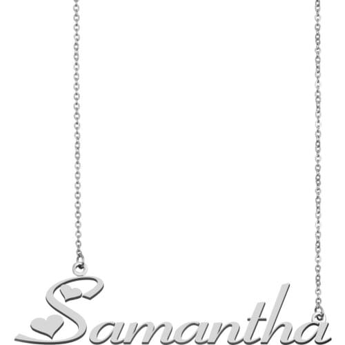 Samantha Name Necklace Personalised Stainless Steel Women Choker 18k Gold Plated Alphabet Letter Pendant Jewelry Friends Gift