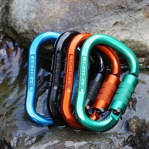 PACK 4 Auto Locking Carabiner Twist Lock 24KN Climbing Belaying Gear Heavy Duty High Capacity Pear Shape Orange Black Blue Green