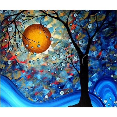 Gift Modern Art Trees Landscape oil painting on canvas Blue Essence High quality hand painted Room Decoration