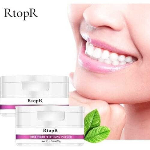 2PCS RtopR Teeth Whitening Powder Pearl Essence Natural Dental Toothpaste Toothbrush Kit Oral Hygiene For Remove Stains Plaque