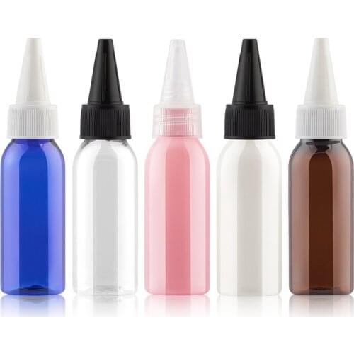 30ML 48 pcs/lot Transparent/Peal White/Blue/Pink/Brown Empty Plastic Container PET Travel Bottle With Pointed Mouth Top Cap