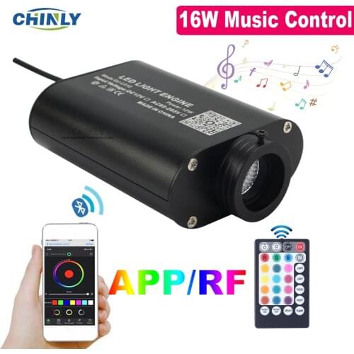 APP Control 16W Musical Flash Fiber Optic Light Engine Car Star Ceiling Light Source RF Remote Sound Control DC12V LED Driver