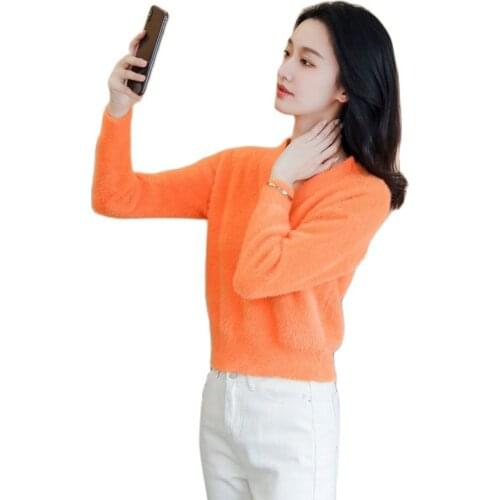 Mink Fluff Dress Women Spring And Autumn Pullover Wearing a Short Jacket Outside The Foreign Style Small Top New 2021 Hot Style