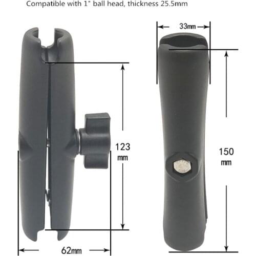 15CM Length Aluminium Alloy Double Socket Arm for RAM with 1Inch Ball Base Mount Motorcycle Camera Extension Arm