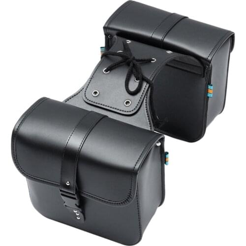 Universal Motorcycle Saddlebags,Repair Tool Bag Storage Bag for Honda Shadow Suzuki Pu Side Tool Bag Luggage Black