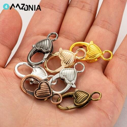 27x14mm Alloy Metal Heart Shape Lobster Clasp Hooks End Connector Chain For Diy Jewelry Making Accessories Findings 10pcs