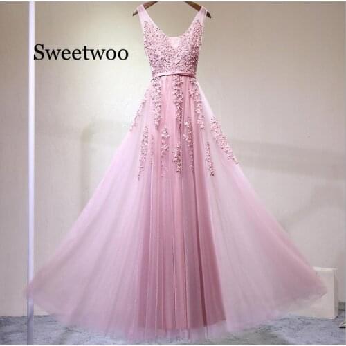 Sexy V-neck Dress Robe De 2020 High Quality Gray Tulle With Appliques Dresses Long Dress Vestido De