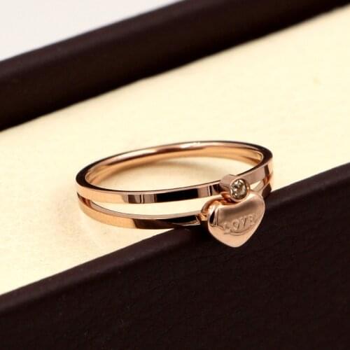 Martick Woman Love Heart Rings Combination Double Circles Rings Sparkling Cubic Woman Wedding Rings R114