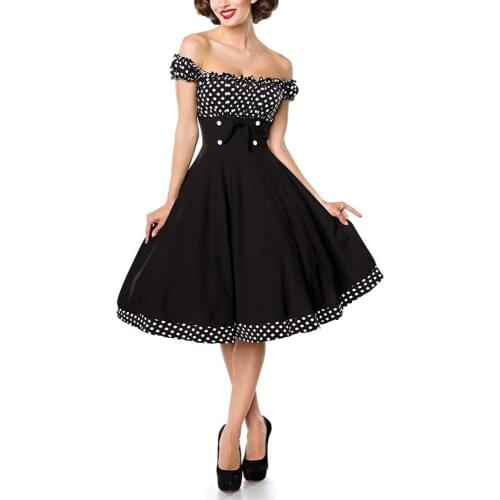 MISSJOY 2020 New Summer plus size 3XL Women Vestido Polka Dot Printed Sexy Off shoulder A Line Rockabilly Vintage Party Dress