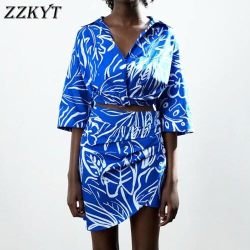 ZZKYT 2021 Women Summer Fashion Floral Print Cropped Blouses Vintage Lapel Collar Short Sleeve Female Shirts Blusas Casual Tops