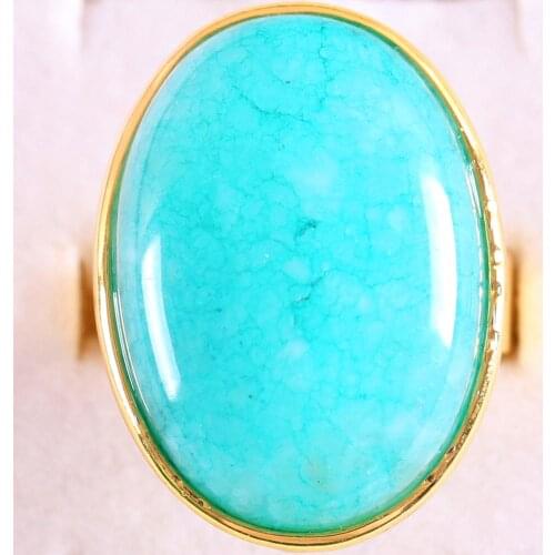 1Pcs Jewelry Gift Adjustable Ring For Women Men Natural Stone Oval Bead Green Amazonite Finger Ring Z324
