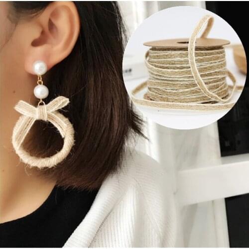 100M/Roll Width 0.5cm Jute Burlap Rolls Hessian Ribbon With Lace Vintage Rustic Wedding Decoration Ornament Party Wedding Decor