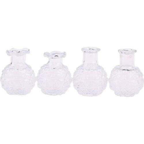 2Pcs/lot 1:12 Dollhouse Miniatures Glass Vase Model Doll House Flowerpot Decor Toy