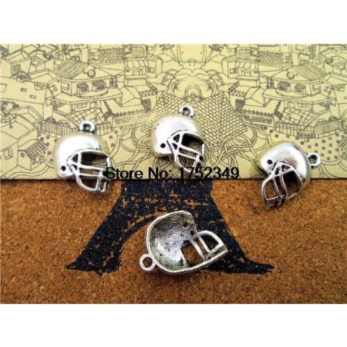 20pcs--Football Helmet Charms, Antique Tibetan Silver Tone Helmet Charm pendants 20x14mm