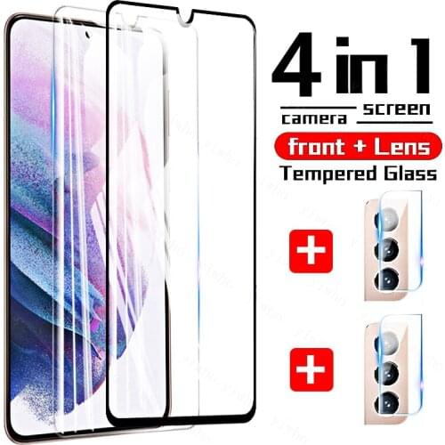 4 In 1 for Samsung Galaxy S21 Plus Glass S21 FE Glass Phone Screen Camera Protector for Galaxy S21 Plus S20 FE Tempered Glass