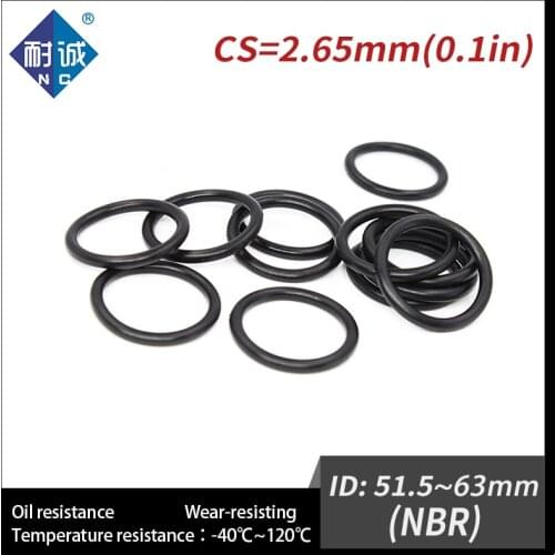5PCS/lot Rubber Black NBR CS2.65mm ID51.5/53/54.5/56/58/60/61.5/63mm O Ring Gasket Oil resistant waterproof