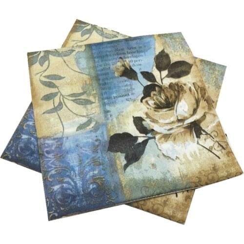 2 Layers Creative Flowers and Plants Color Printing Napkin Party Restaurant Folding Face Paper Mouth Cloth Paper Towel Decor